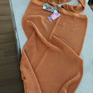 Orange sparkly spec sweater Mesh Skirt and top